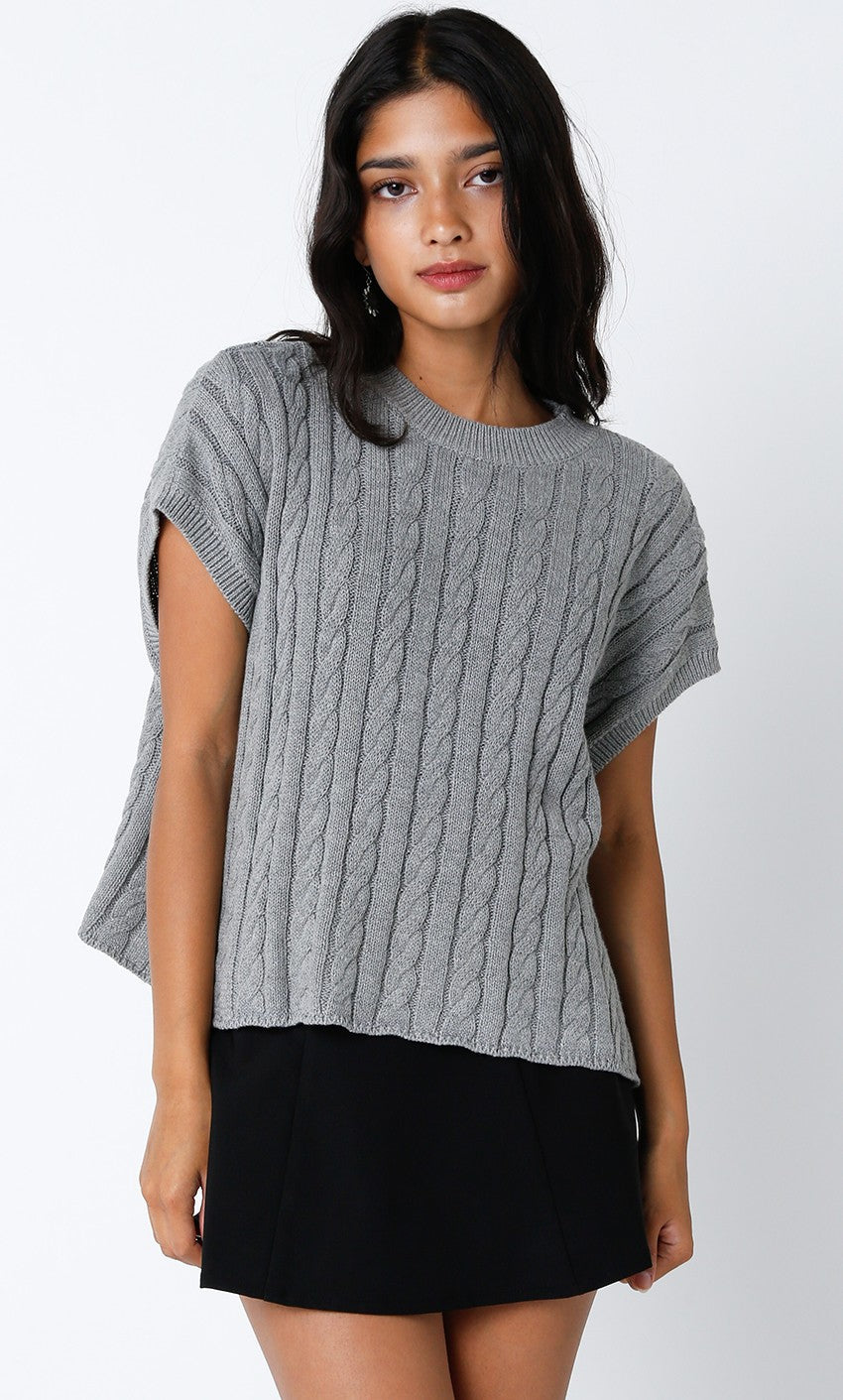 Cable Boxy Capsleeve Sweater