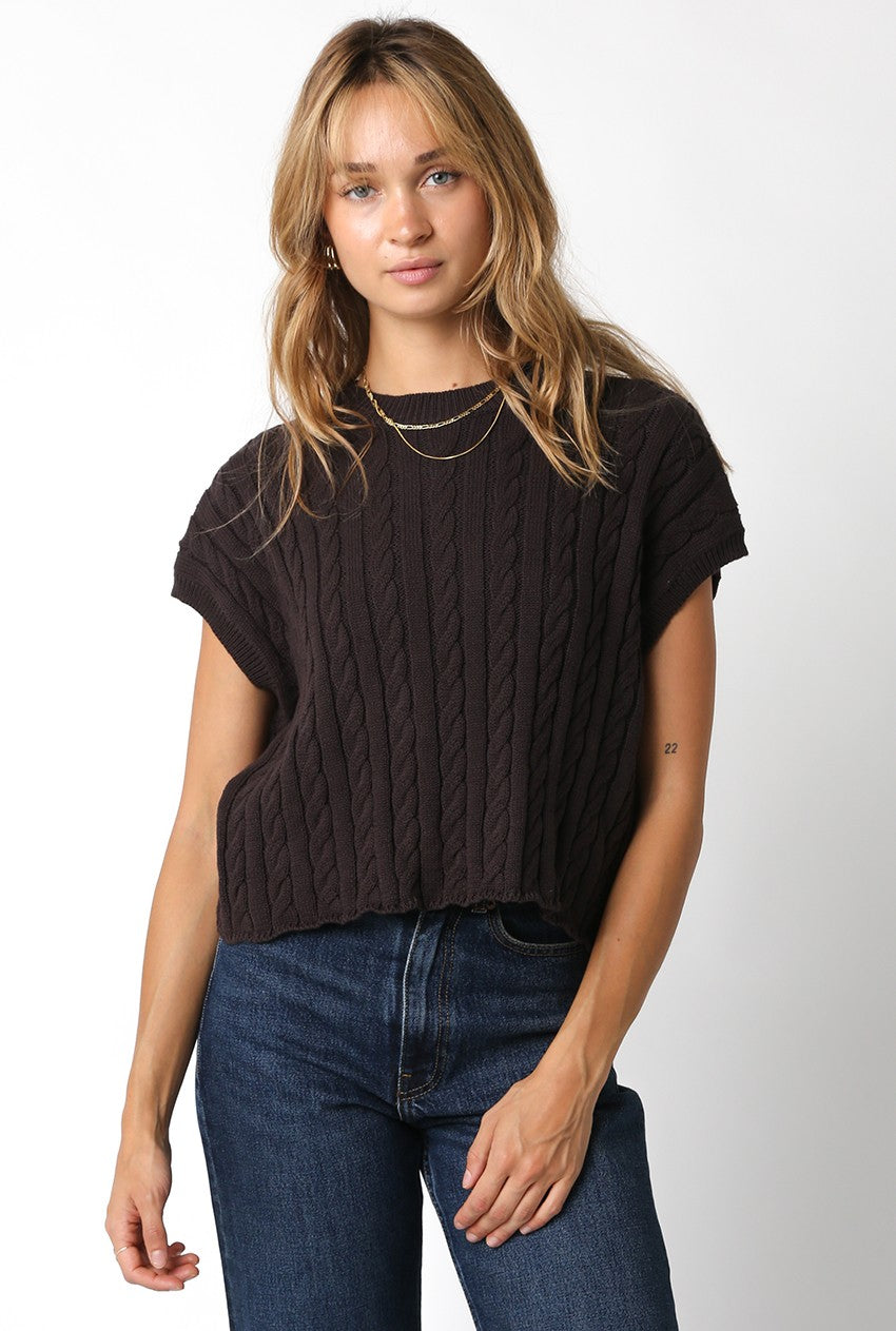 Cable Boxy Capsleeve Sweater