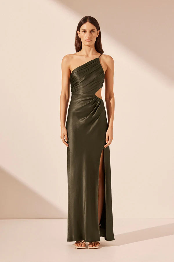 La Lune Asymmetrical Gathered Maxi Dress