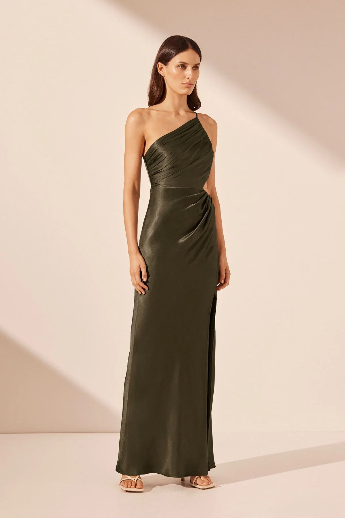 La Lune Asymmetrical Gathered Maxi Dress