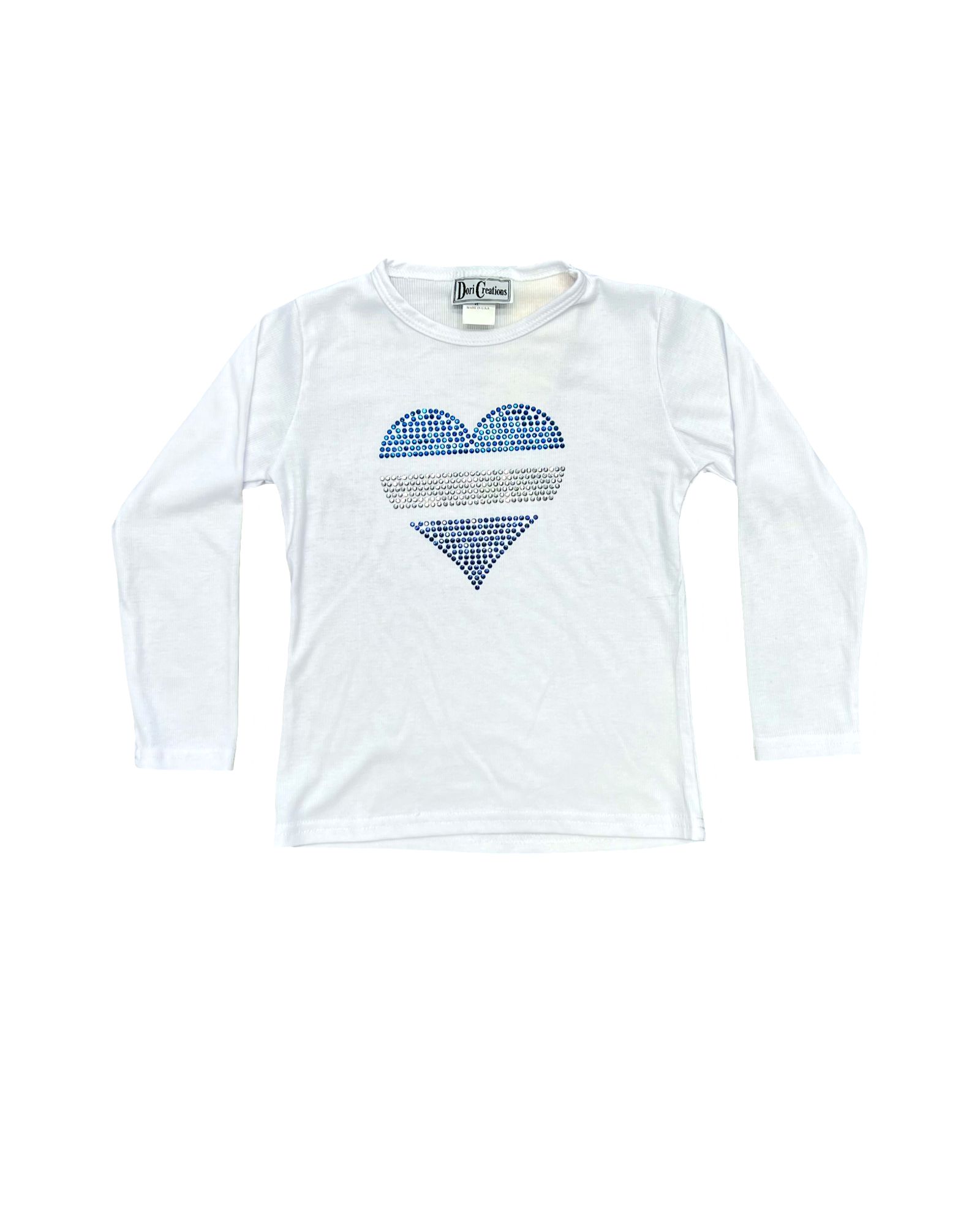 White Blue Multi Heart Long Sleeve Tee