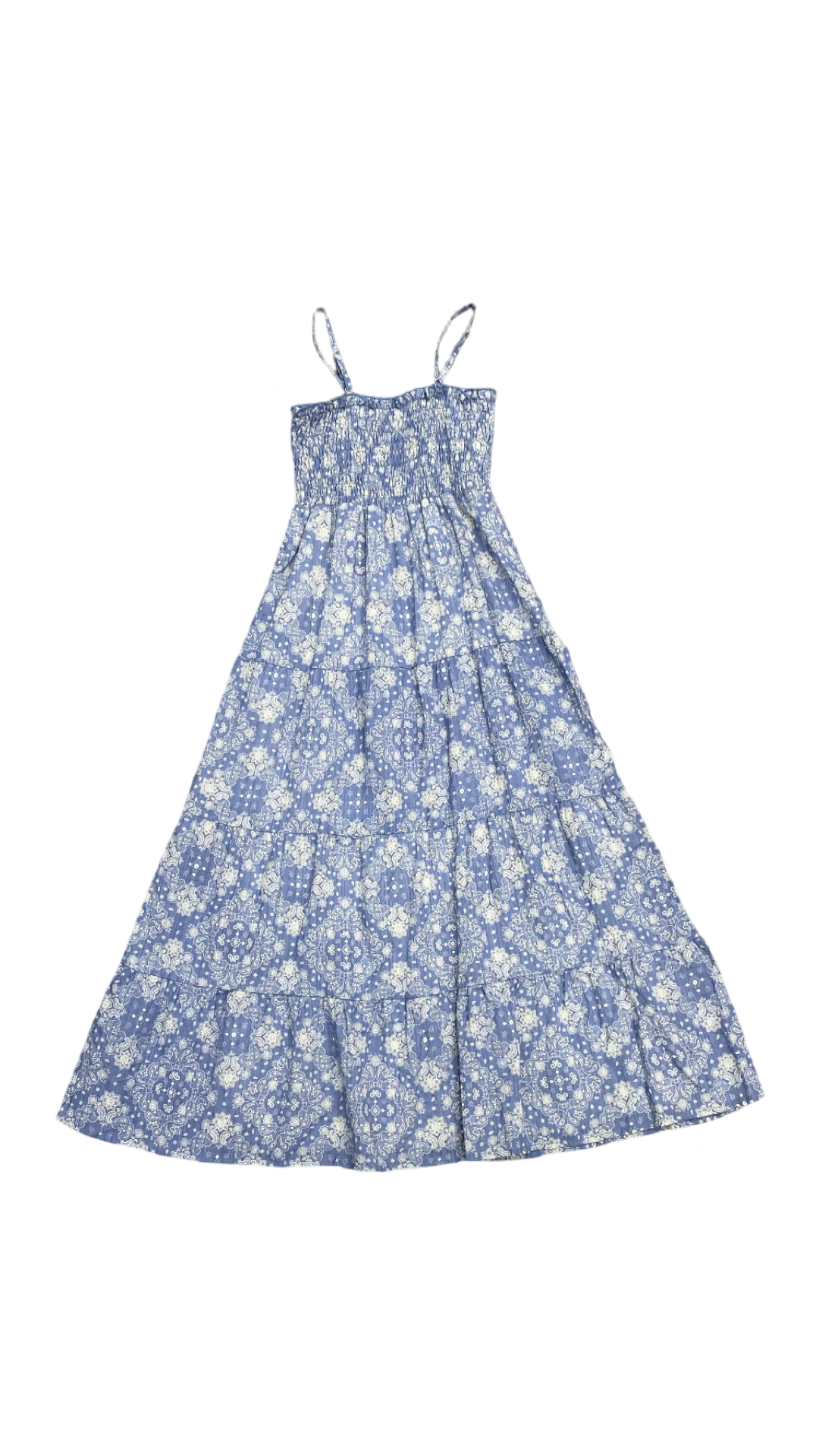 Blue Bandana Smocked Maxi Dress