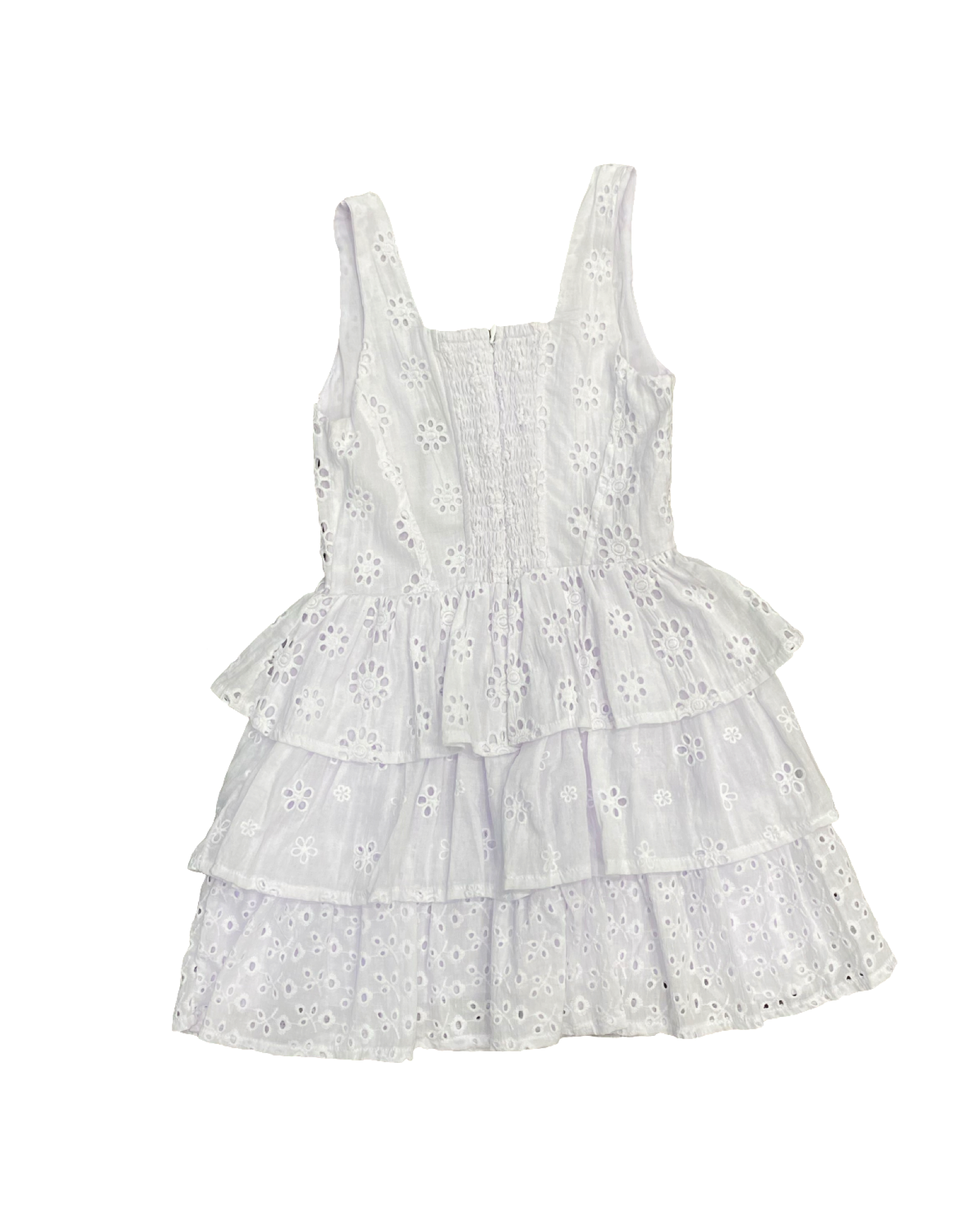 White Eyelet Tank Tiered Dress