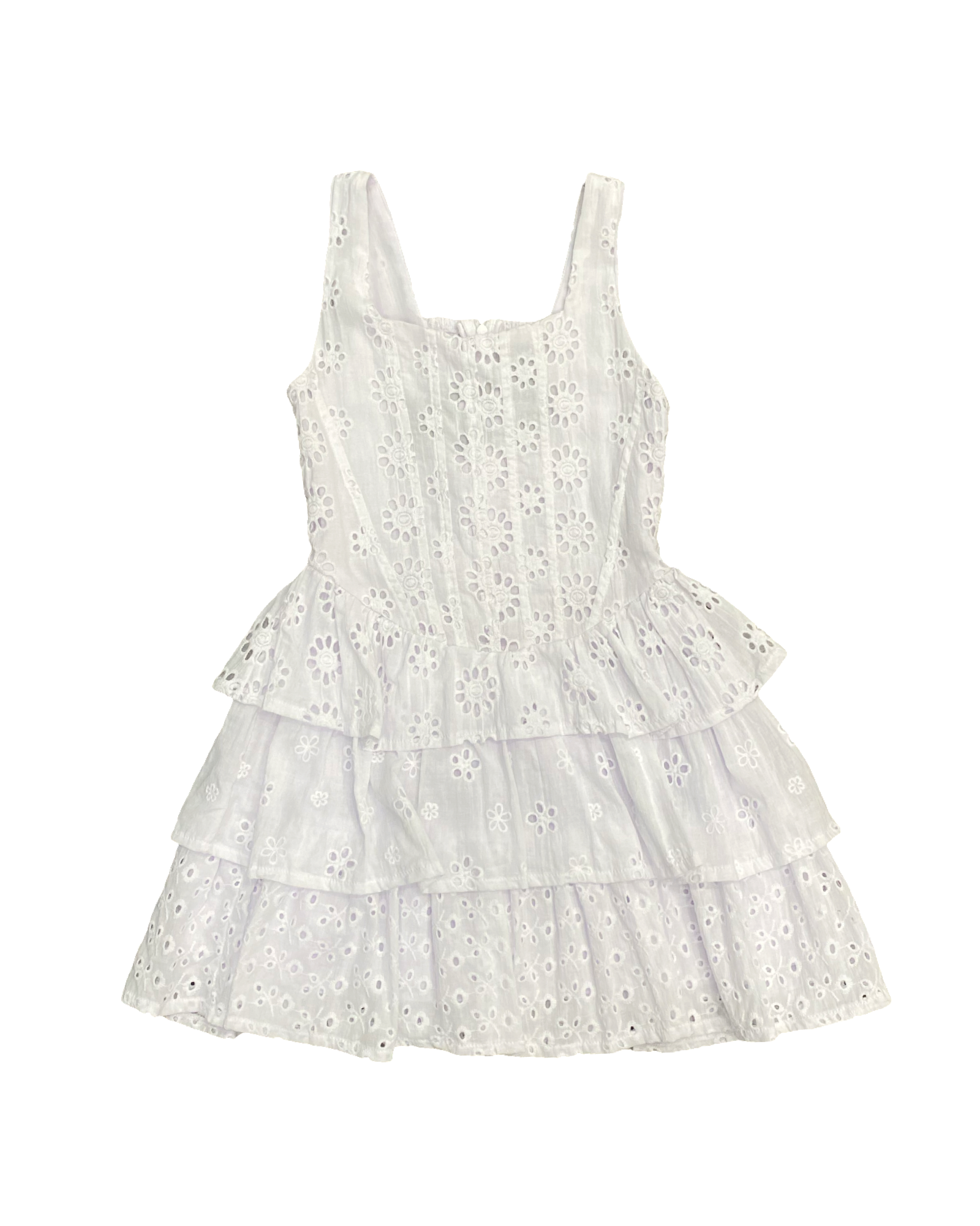 White Eyelet Tank Tiered Dress