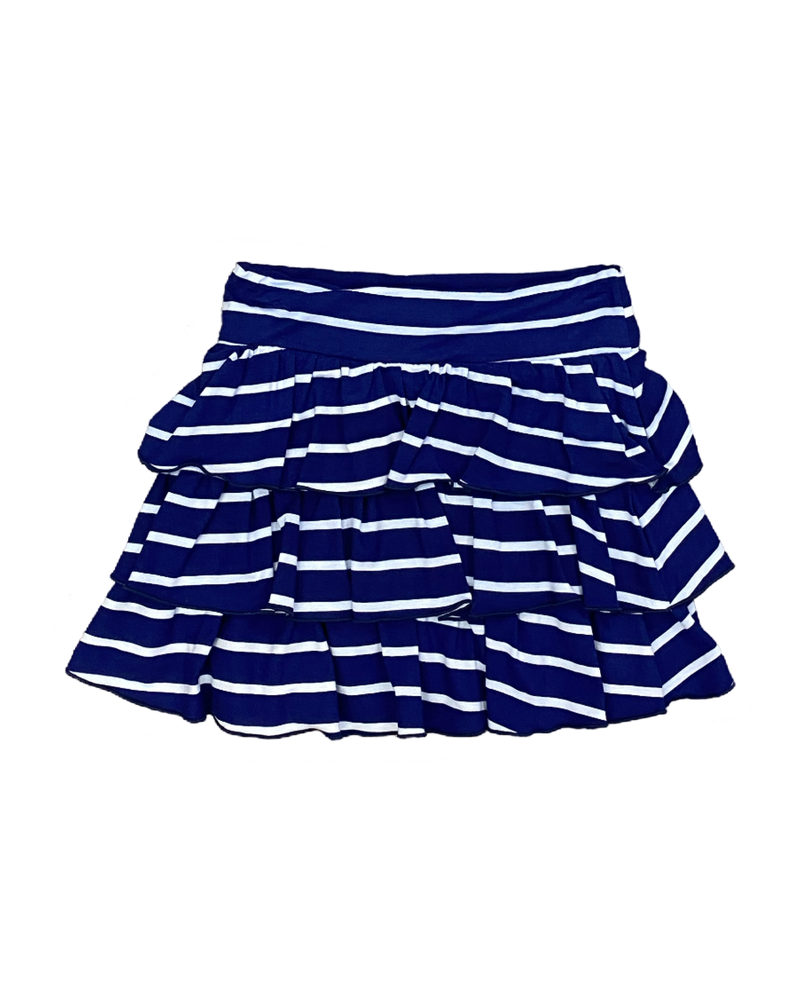 Navy White Stripe Ruffle Skirt