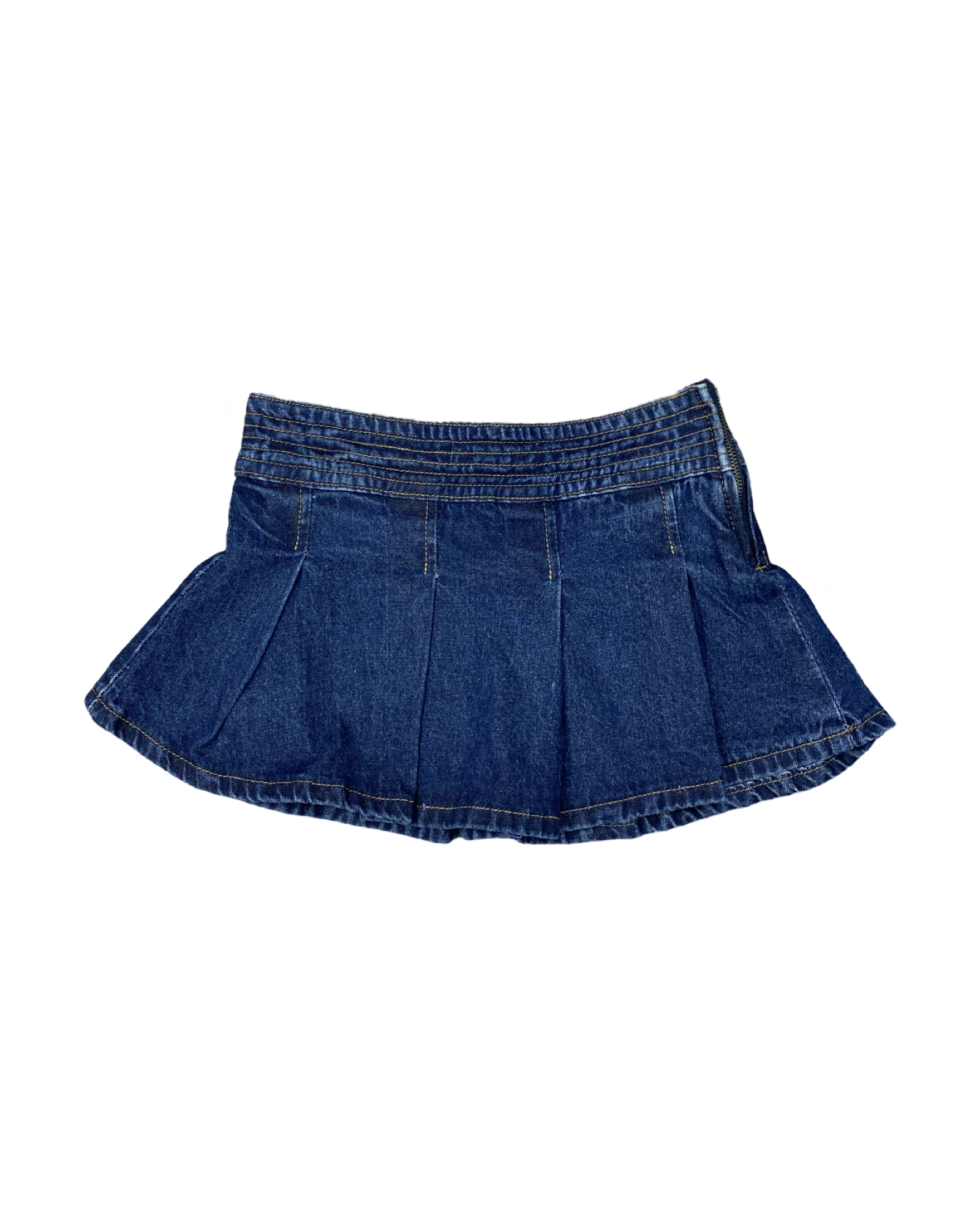 Dark Wash Denim Pleated Skort