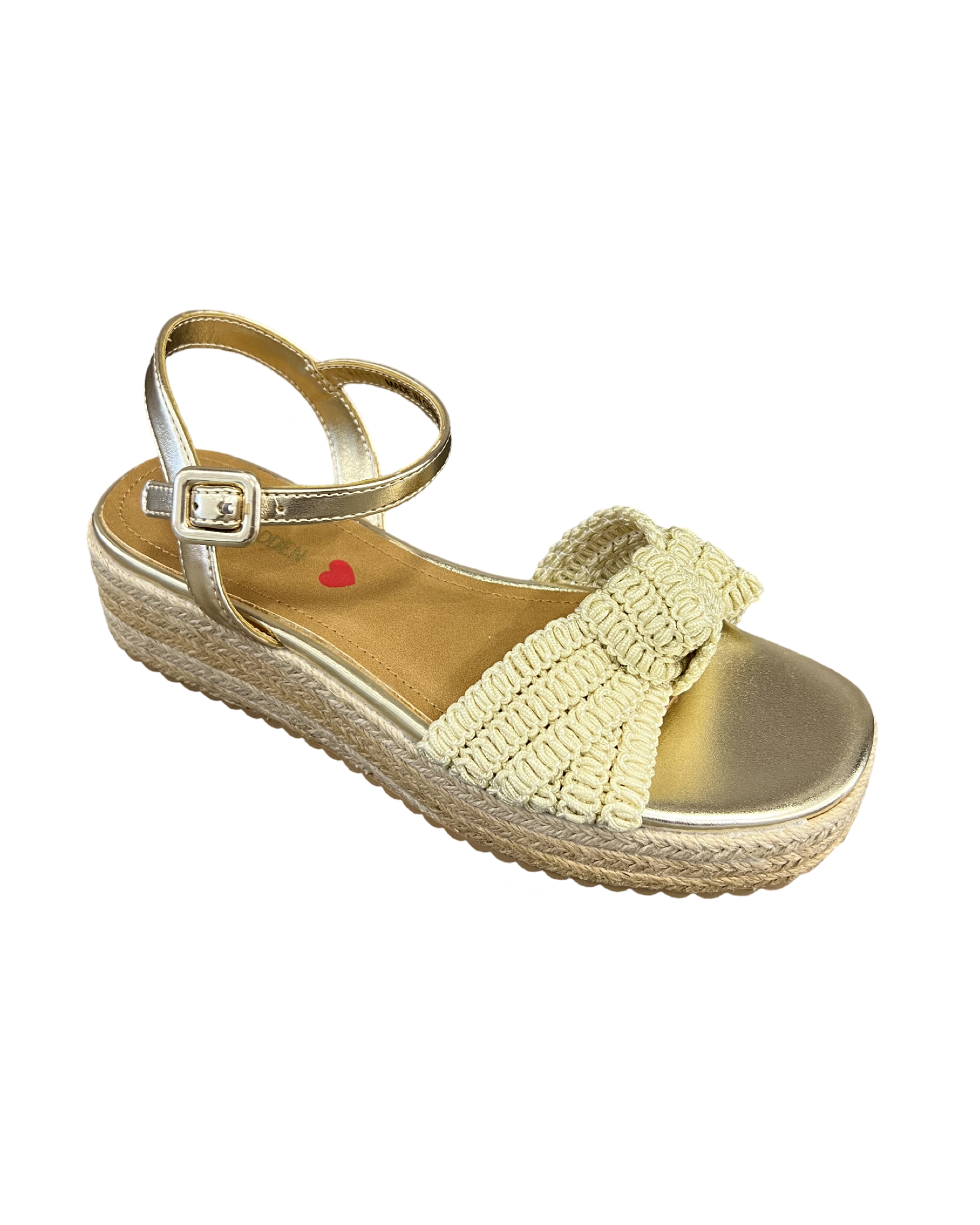 Kids' JCookie Natural Woven Metallic Strap Wedge Sandals