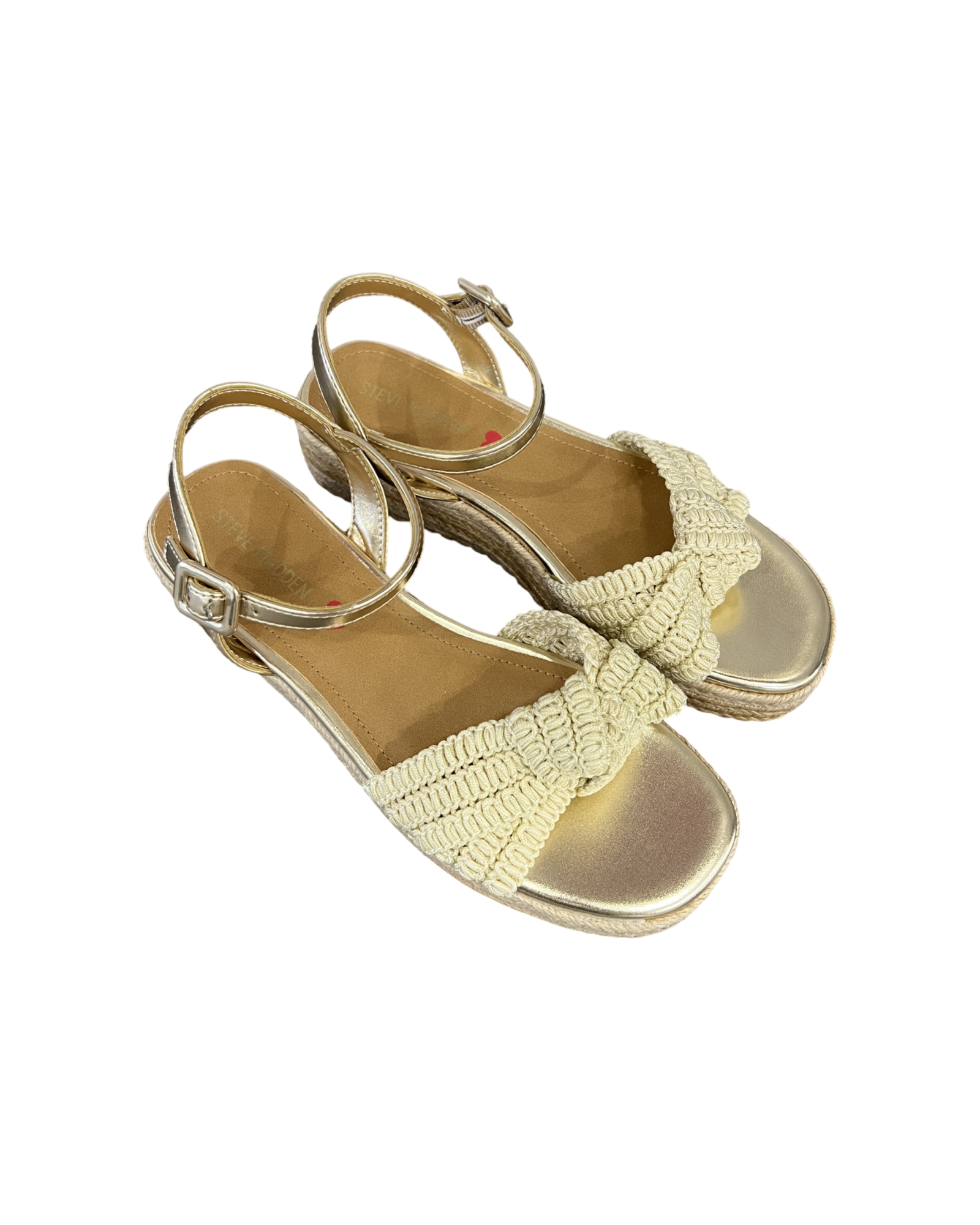 Kids' JCookie Natural Woven Metallic Strap Wedge Sandals