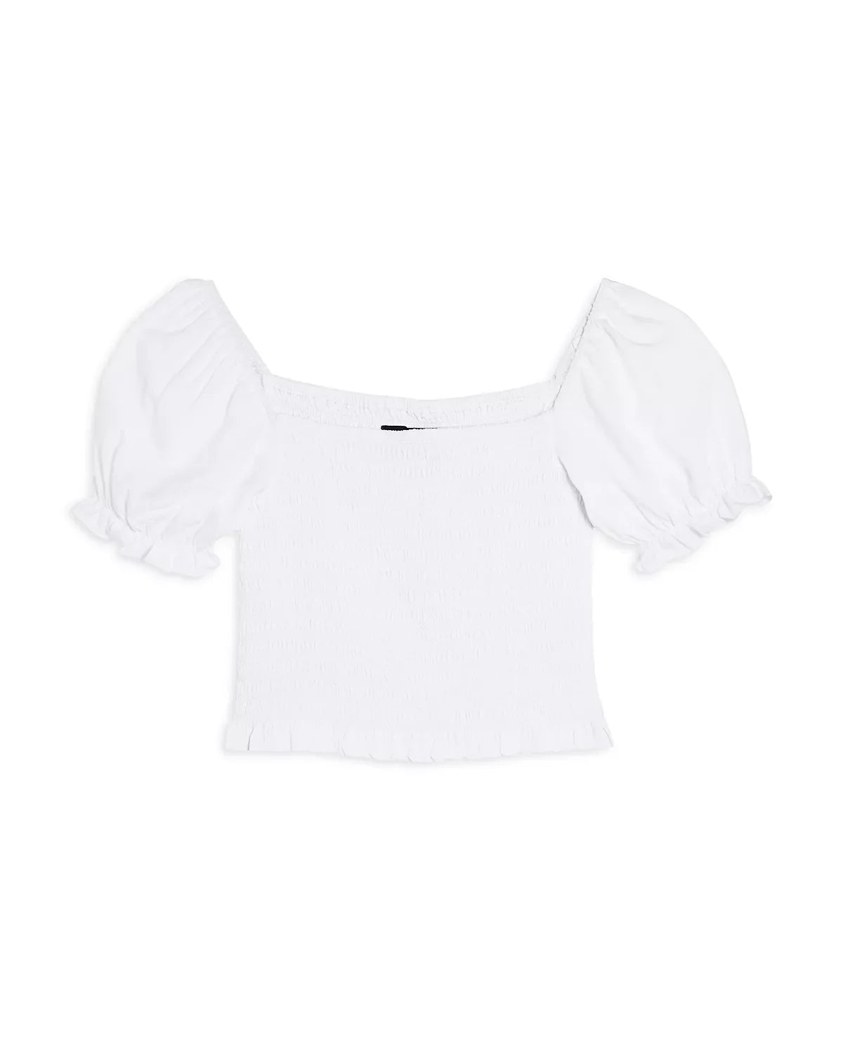 Tween Marlee Puff Sleeve Solid Top - White