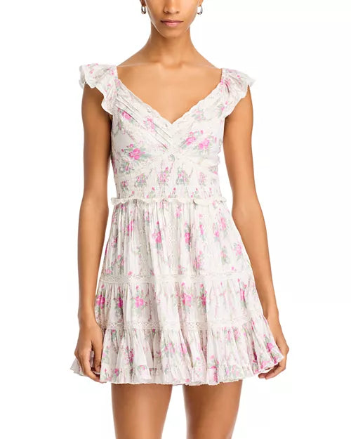 Presline Cotton Mini Dress - Rose Picnic