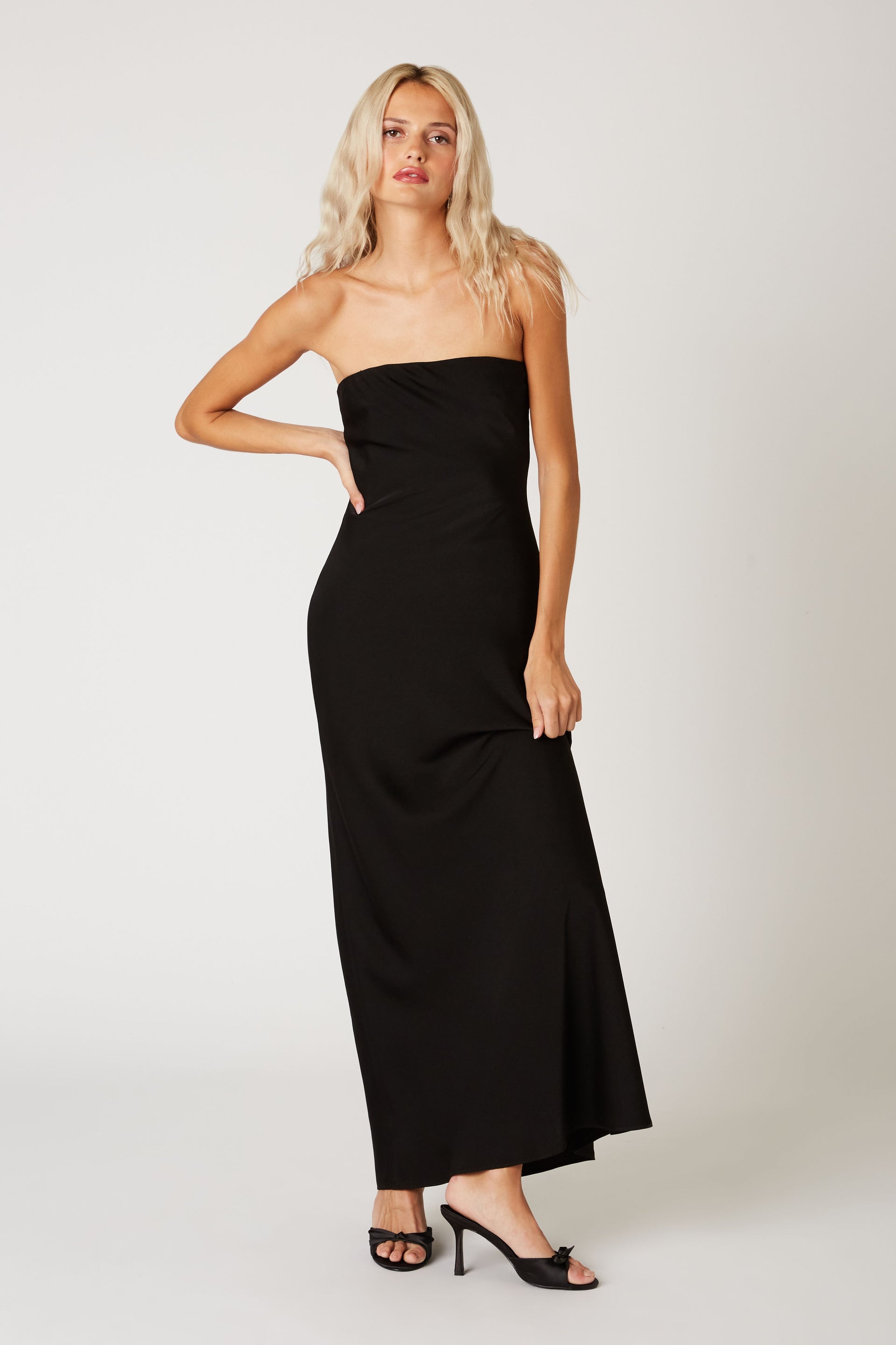 Strapless Open Back Maxi Dress