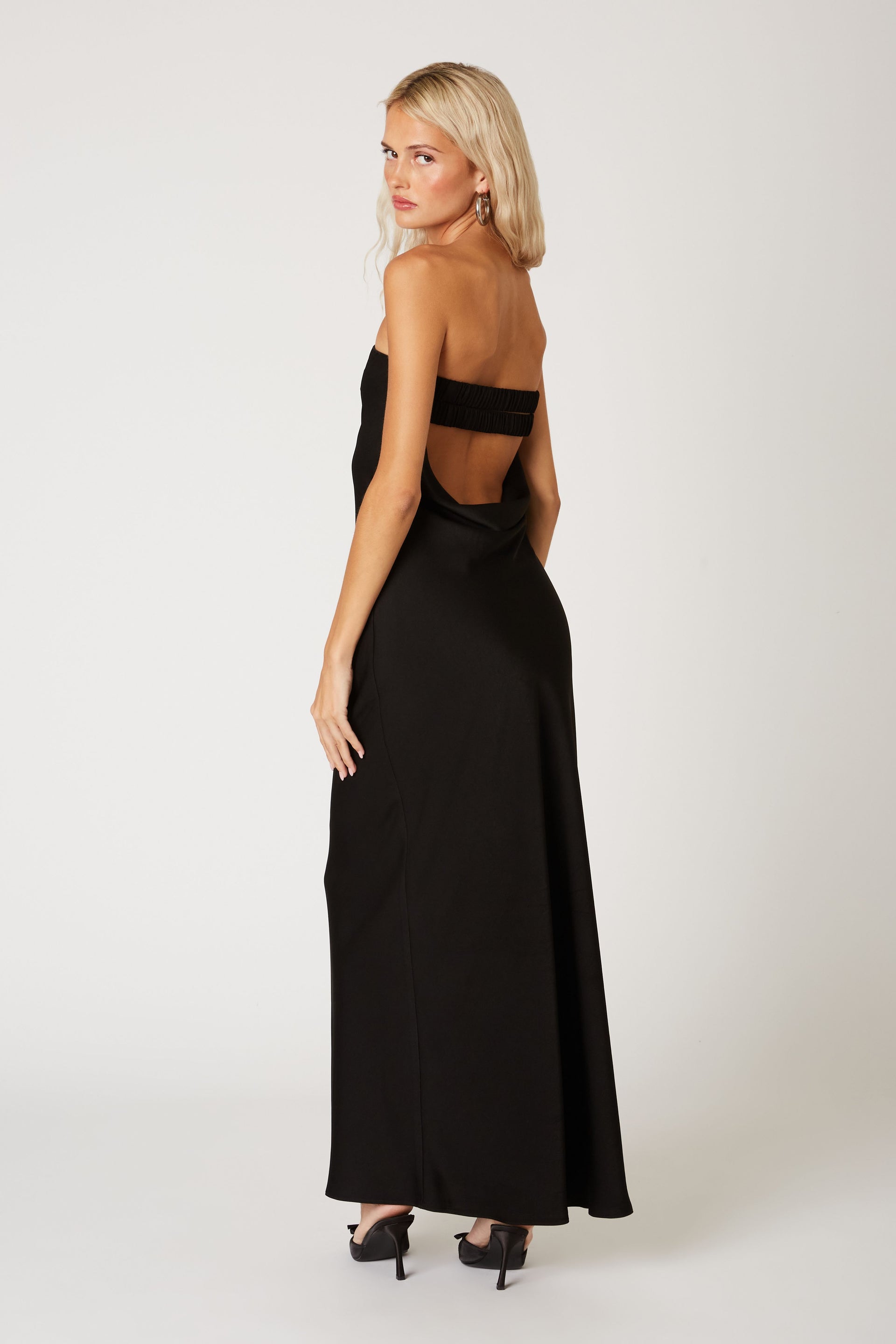 Strapless Open Back Maxi Dress