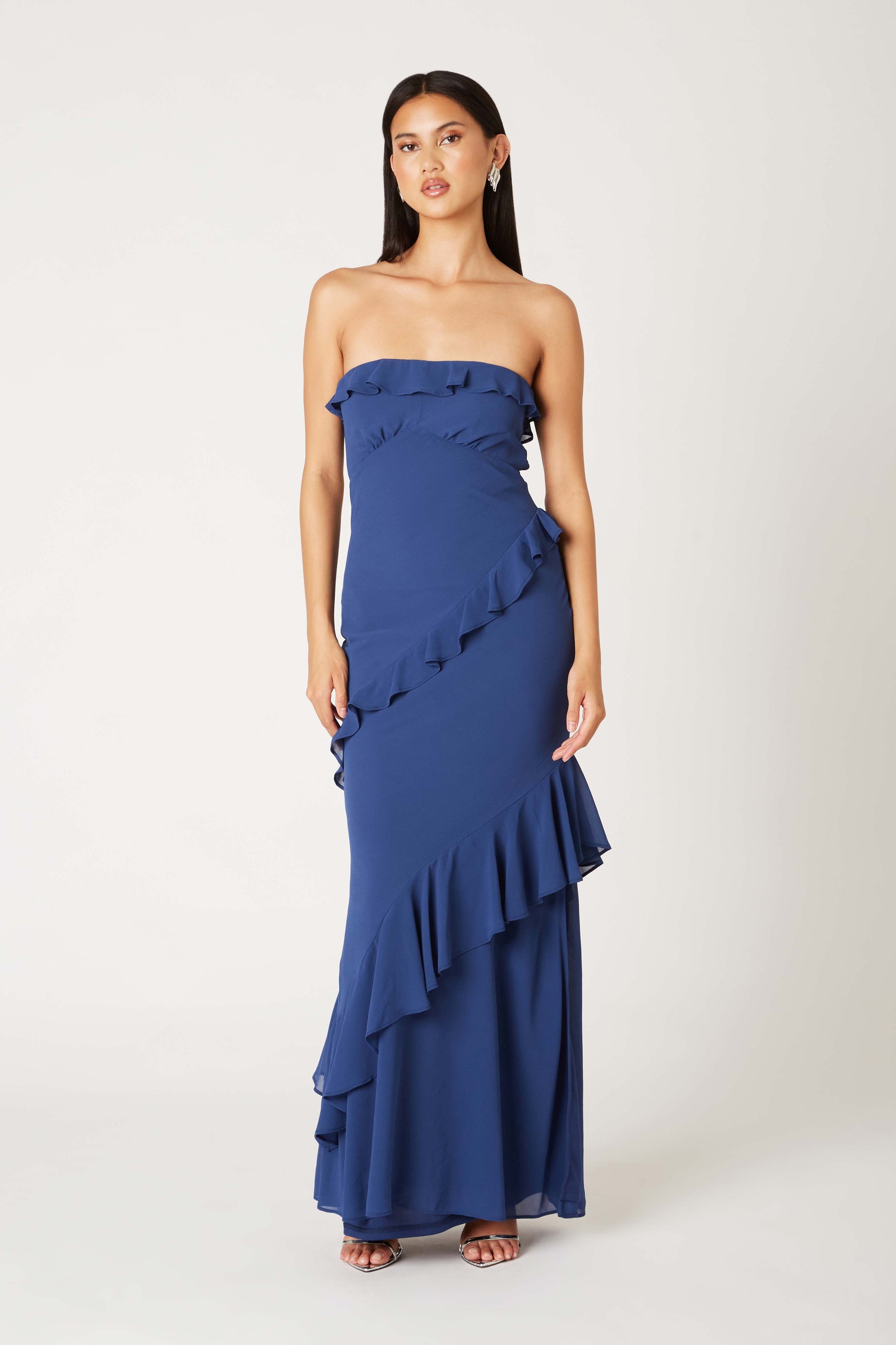 Ruffle Strapless Maxi Dress