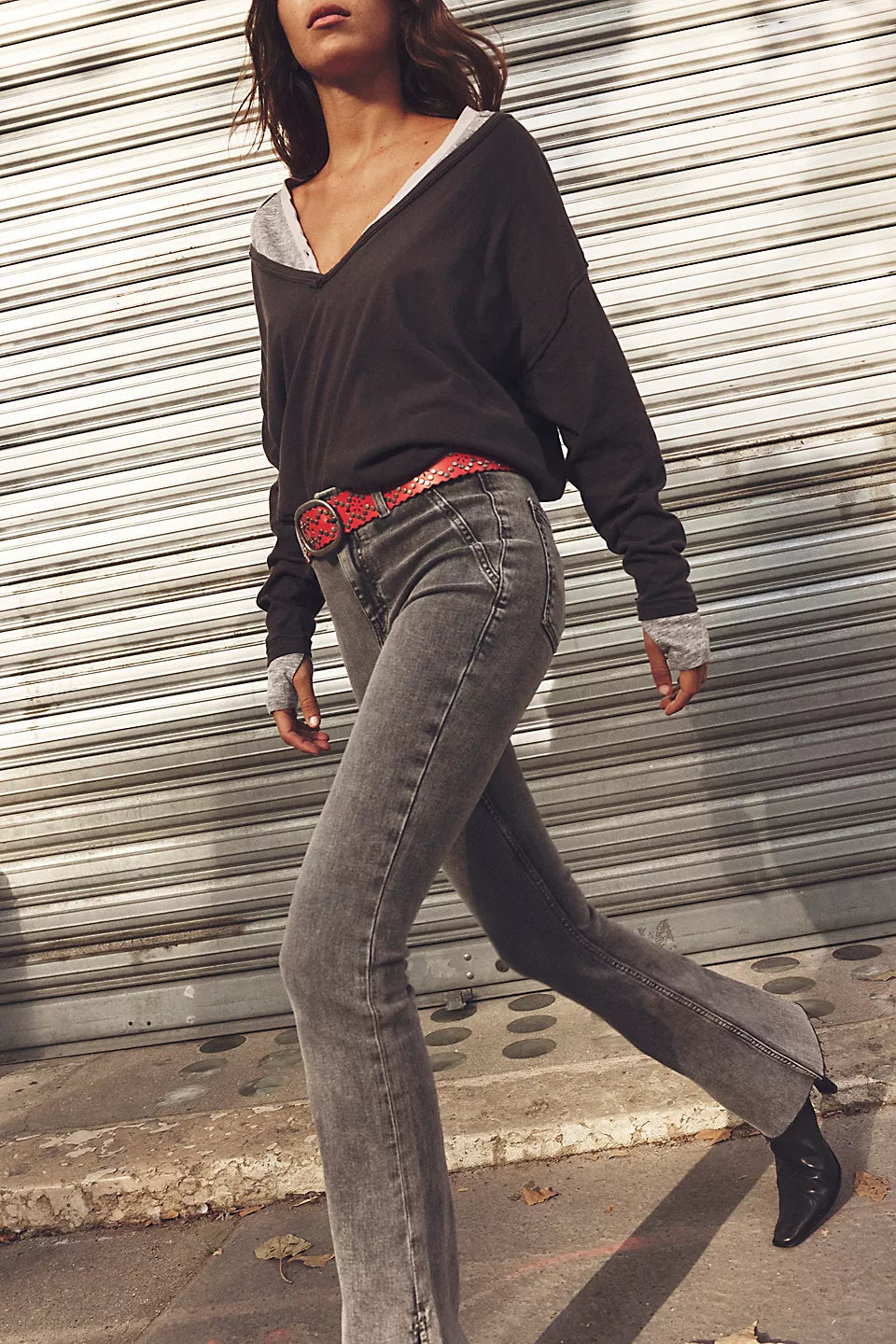 We The Free Level Up Slit Slim Flare Jeans