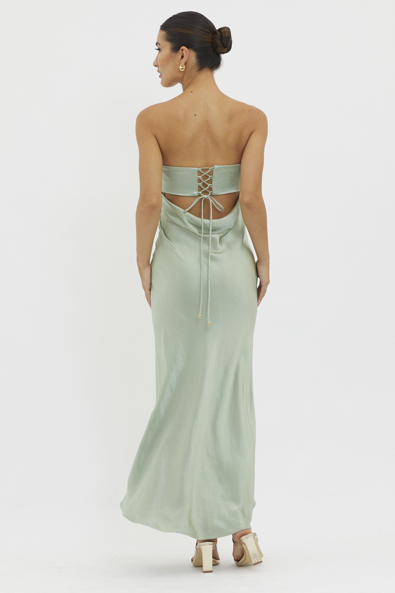 Satin Strapless Ruched Bust Gown