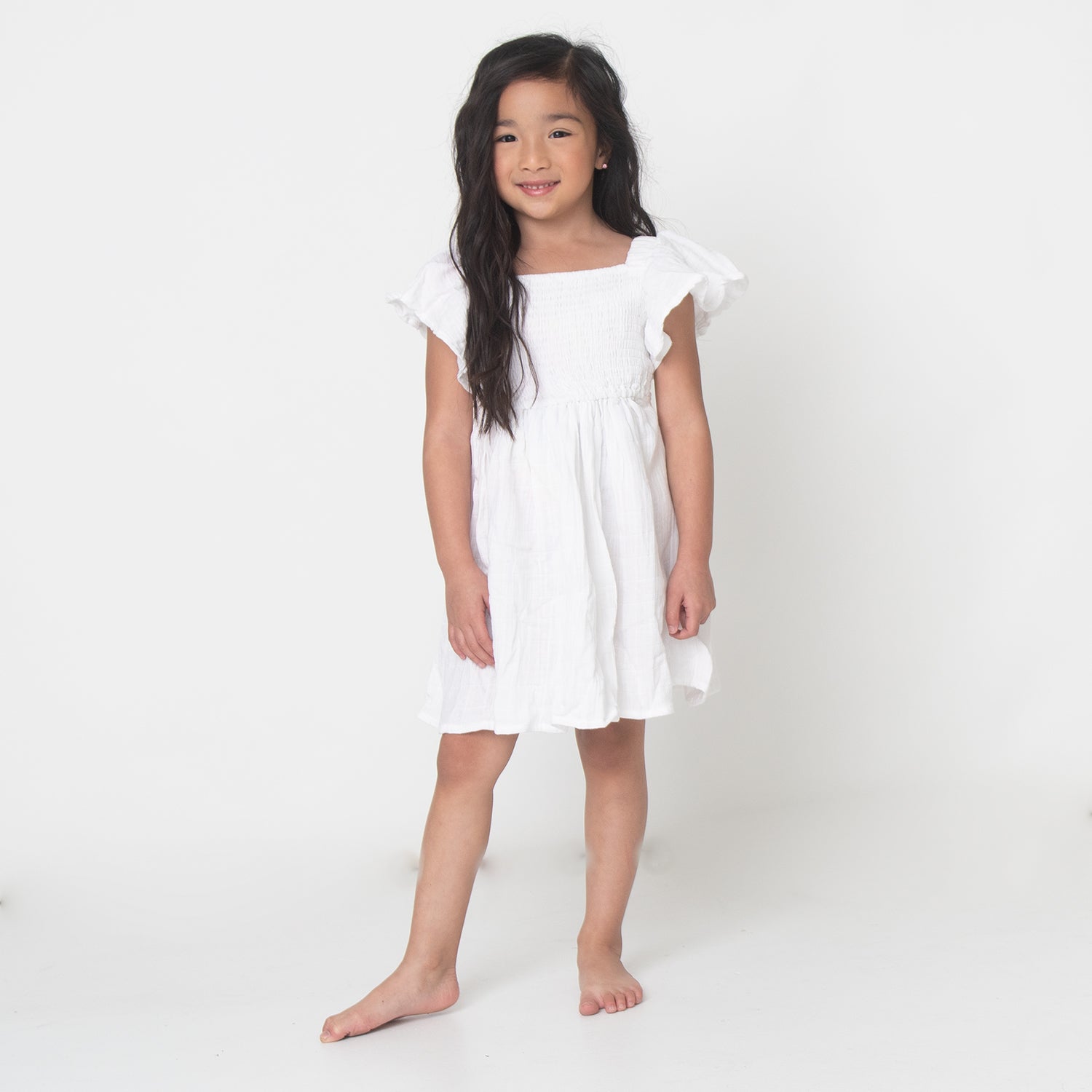 White Smocked Cover Up Dress