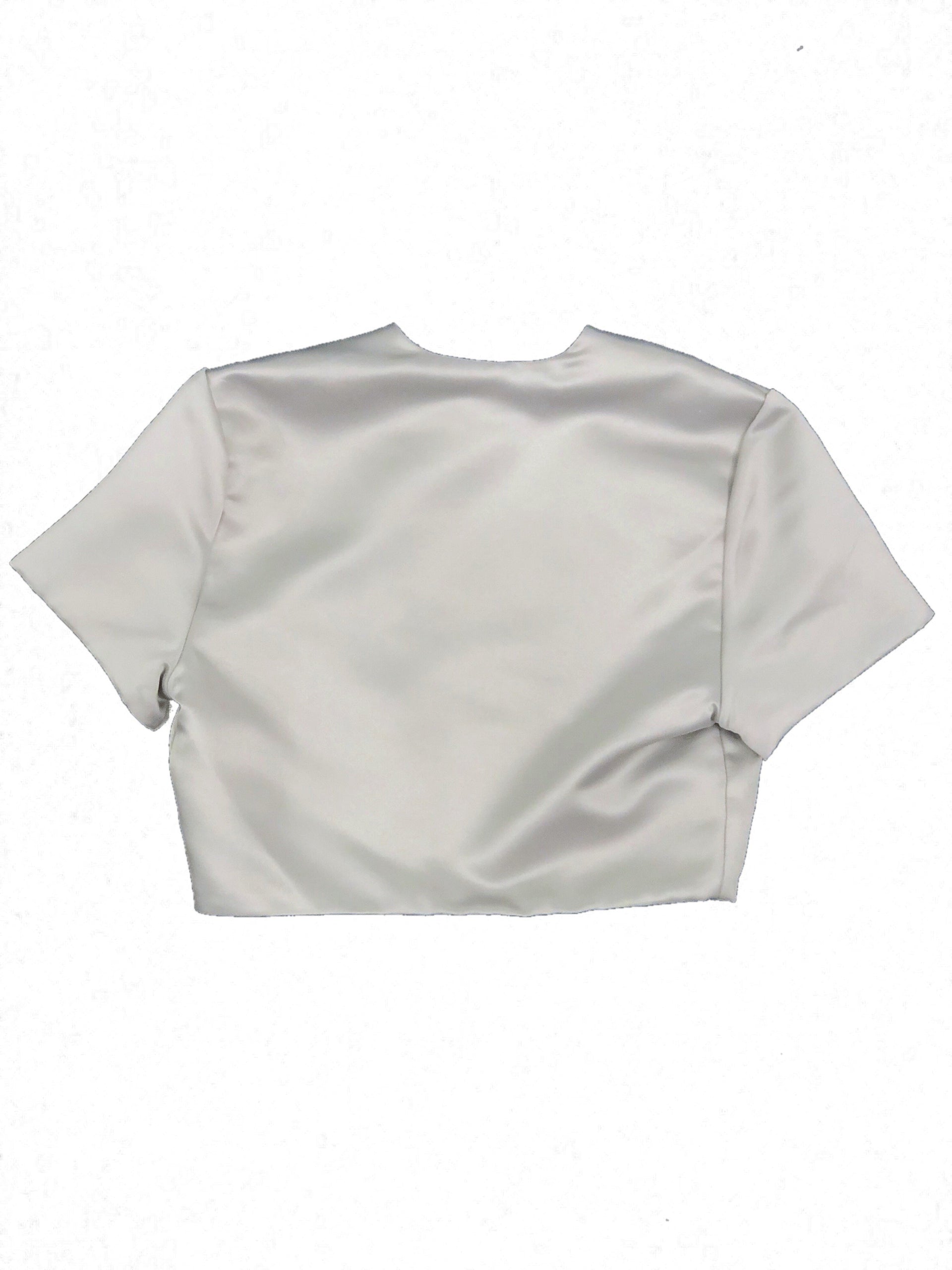 Un Deux Trois silver satin shrug