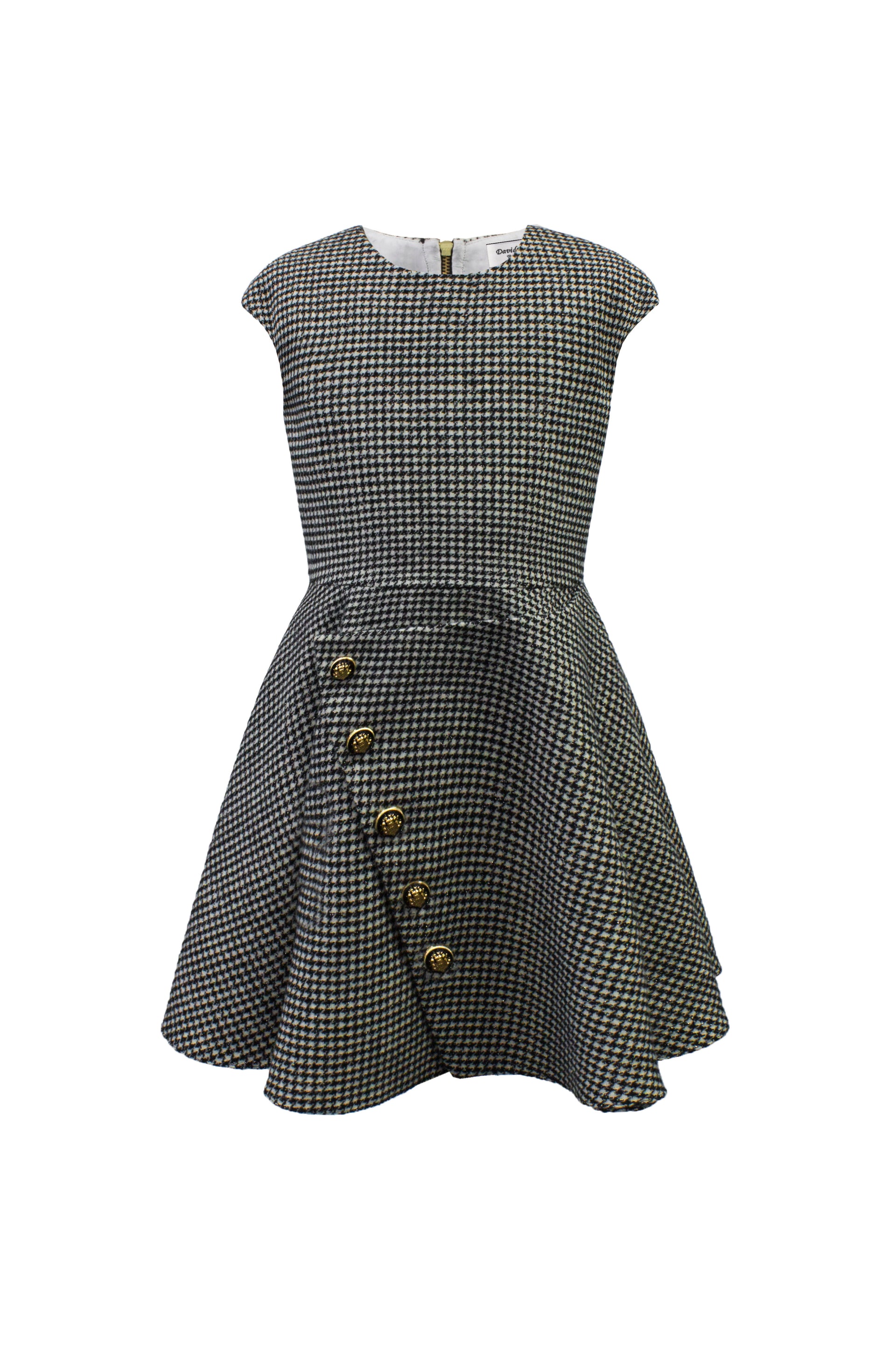 David Charles houndstooth cap sleeve dress