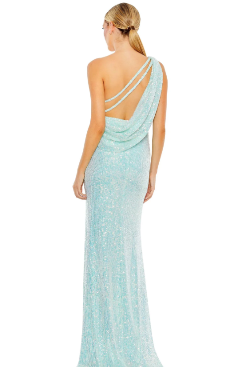 Mac Duggal sequined one shoulder draped gown style 26990 – The