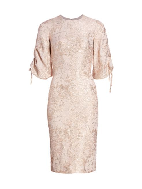 Theia bisque puff sleeve dress