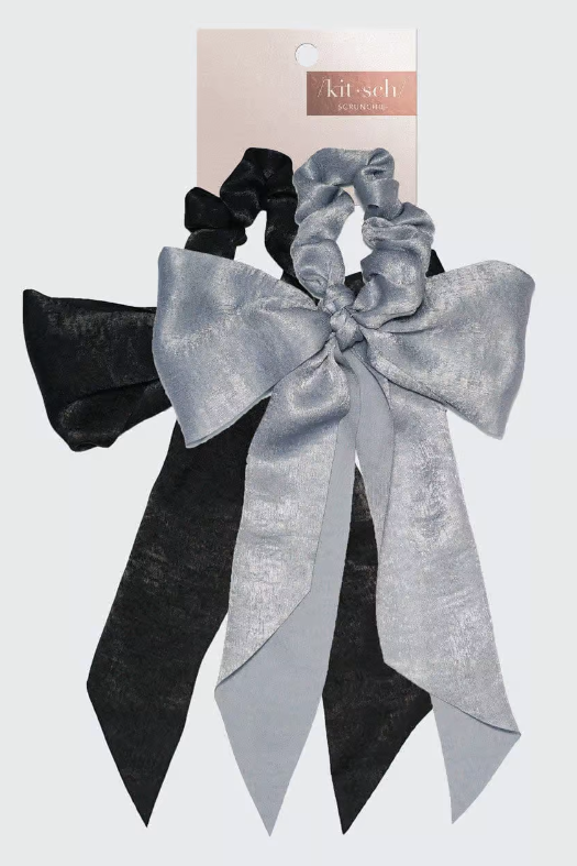 Satin bow scarf scrunchie set