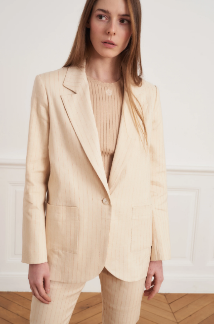 Beige borsalino stripe Vladimir blazer